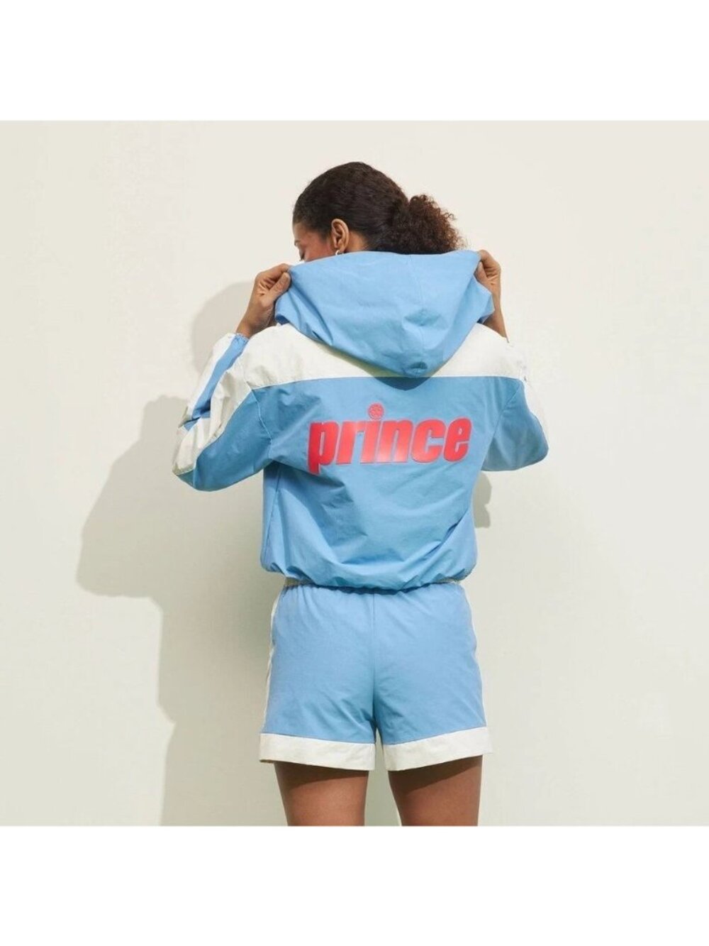 Prince Light Blue & White Trim Full Zip Nylon Blend Hooded Jacket -- Women's XS - Picture 2 of 5